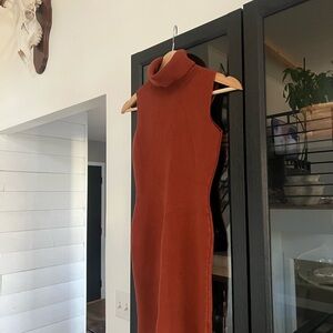 Sleeveless Brown Sweater Dress